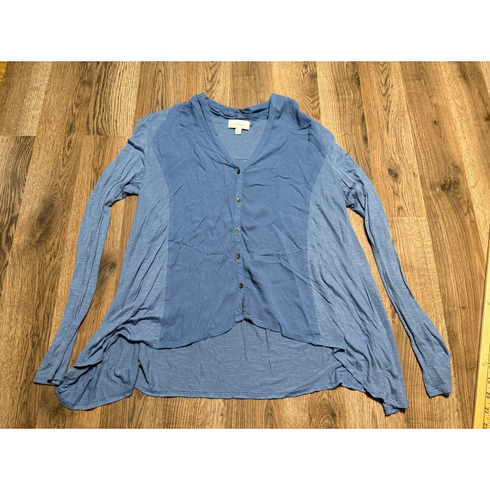 Lucky Brand Shirt Womens Small Blue Long Sleeve Button Up Shirt Vneck